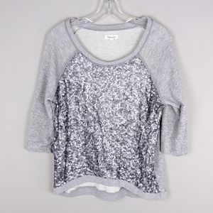 Silence + Noise | Gray Sparkly Top - E90